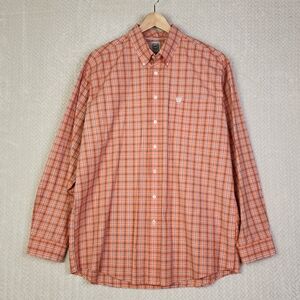 Cinch Men's Western Long Sleeve Orange Small Check Button Down Shirt XL